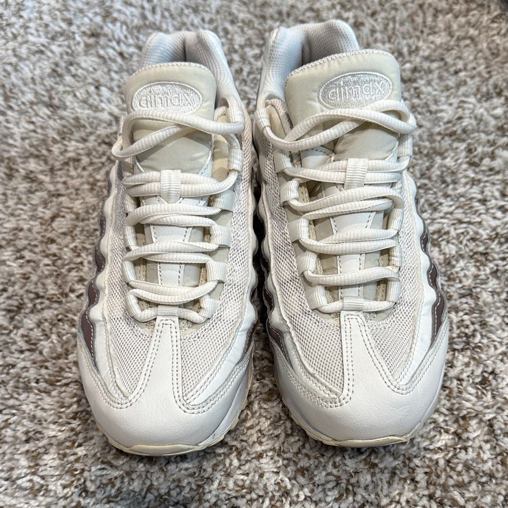 Nike Air Max Cream and Gray/ Rose Gold Athletic Shoes